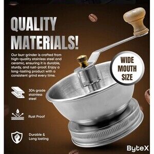 Stainless Steel Coffee Grinder Lid Attachment for Regular Mouth Mason Jars - ...